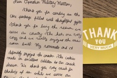 Military thank you letter received
